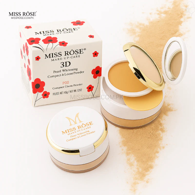 Miss Rose 3D Pearl Whitening Compact Powder & Loose Powder